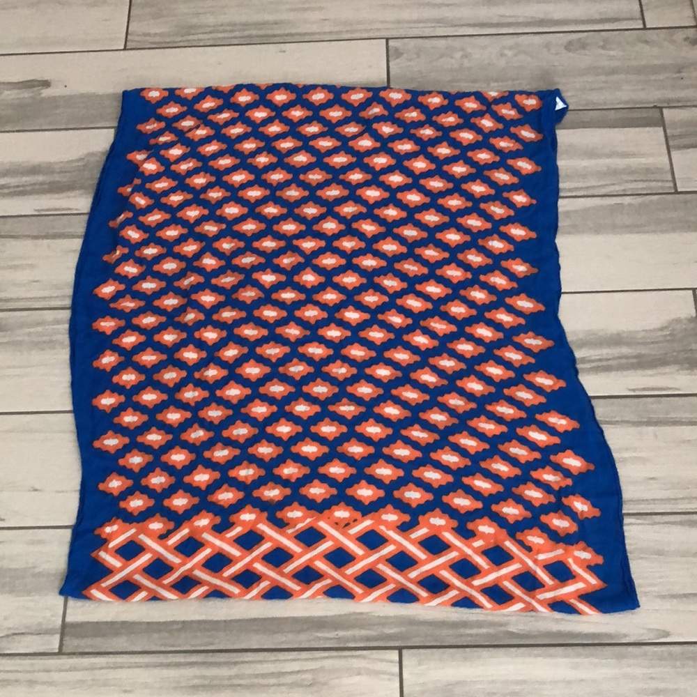 ❤️3X20 Mud Pie Gameday Infinity Scarf Blue/ Orange Geometric Print Light… - Picture 6 of 10